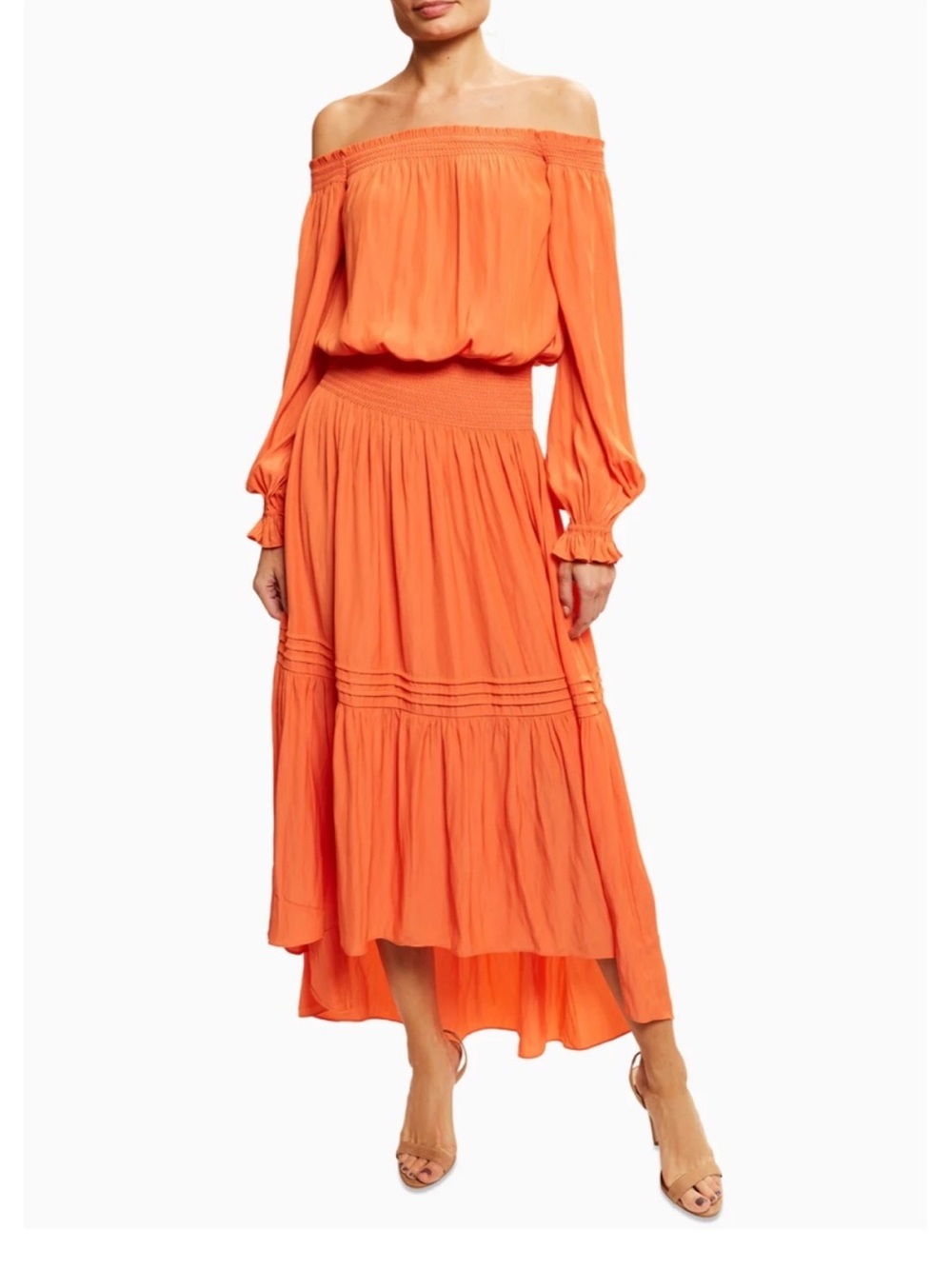 New Ramy Brook Homer High Low Dress Poppy Orange NWT Boho Casual Women’s Size XS
